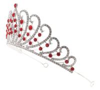 ELAYARD Couronne Baroque en Strass pour Femme et Fille Accessoire Mariage et Anniversaire Couronne de Mariée Argentée Strass Rouges Légère et Confortable pour Fête et Cosplay