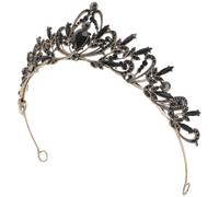 ELAYARD Couronne Baroque Noire Vintage pour Mariée - Tiare Royale en Cristal 1 Or Ancien - Accessoire de Mariage Gothique Couronne de Reine Vampire pour Bal Halloween et Cérémonie