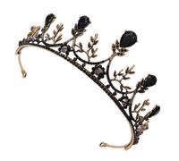 ELAYARD Couronne Vintage Baroque pour Mariée Diadème Noir et Or Accessoire Cheveux pour Mariage Anniversaire et Spectacle Élégant Femme