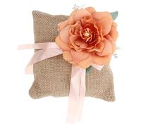 ELAYARD Coussin pour Alliances Rustique en Lin Orange, Oreiller Carré Décoratif pour Cérémonie de Mariage et Fiançailles, Accessoire Ornemental Mariage, Coussin Porteur D’alliances