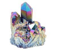 ELAYARD Crystal Cluster Rainbow Electroplated Stone Desktop Ornament Feng Shui Decoration And Delicate