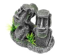ELAYARD Décoration Aquarium Moaï en Résine Réaliste Ornement Faux Moaï sans Danger pour Poissons Décor Naturel Et Harmonieux Accessoires Aquarium d'eau Douce Romaine Miniature