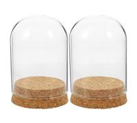 ELAYARD Dôme en Verre Transparent Base en Liège 2 Pcs pour Fleurs Éternelles, Housse Anti-poussière Décorative, Porte-Fleurs Préservées pour Décoration Maison et Bureau