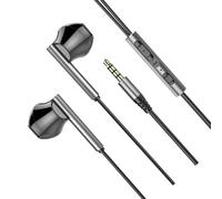 ELAYARD Écouteurs Intra-Auriculaires Filaires pour Jeu Microphone, Métal Noir, Basses Puissantes, Câble 3,5 Mm Compatible PC et Smartphone, Contrôle Multifonction, Silicone Solide, Son