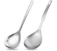 ELAYARD Écumoire en Acier Inoxydable 2 Pièces Manches Longs, Passoire à Pot Multifonction pour Pâtes et Friture, Ustensiles la Cuisine Résistants la Chaleur pour Cuisson Suspendre Murale