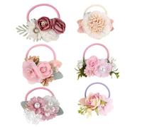 ELAYARD Élastiques à Cheveux Fleurs pour Petites Filles, Lot de 6 Pièces Colorées, Extensibles et Doux, Accessoires Cheveux Bébé pour Coiffures Quotidiennes, Cérémonie et Présent Pratique