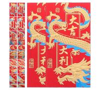 ELAYARD Enveloppes Rouges du Nouvel An Chinois 2024 Dragon en Papier Motif Doré Format 170X90 MM Lot de 24 Pièces Pochettes à Argenté Festives pour Célébration Festival des Enveloppes