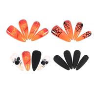 ELAYARD Faux Ongles Halloween en ABS 24 Pièces Couverture Complète Spider Web Longs Autocollants Résistants à L'Eau pour Nail Art Mains et Pieds Accessoires Fête et Déguisement