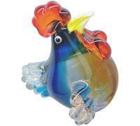 ELAYARD Figurine de Coq en Verre Soufflé à la Bouche Décoration Artisanale de Table en Verre Transparent Ornement pour Aménagement Intérieur Accessoire Déco Fête et Bureau Présent