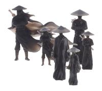 ELAYARD Figurines Miniatures de Guerriers Asiatiques Ornement Compact Décoration de Noël Élégante Lot de 6 en Plastique Noir pour Intérieur de Voiture et Bureau