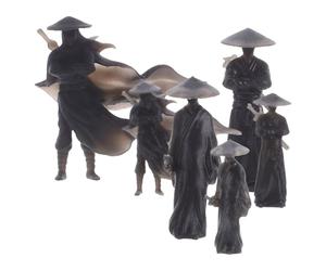 ELAYARD Figurines Miniatures de Guerriers Asiatiques Ornement Compact Décoration de Noël Élégante Lot de 6 en Plastique Noir pour Intérieur de Voiture et Bureau