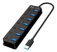 ELAYARD Hub USB 3.0 à 7 Ports Commutateurs Individuels Extension de Hub USB Haute Vitesse Multiple Compatible Clavier Souris Indicateurs LED pour Bureautique et Jeux