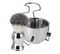 ELAYARD Kit de Rasage pour Hommes 3 Pièces en Inox Blaireau de Rasage Bol à Raser et Brosse de Nettoyage Support Pratique pour Accessoires de Barbe pour Quotidiens