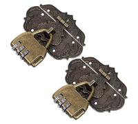 ELAYARD Loquet de Boîte Rétro en Alliage 2 Pcs, Moraillon Cadenas à Code, Petit Loquet de Verrouillage Vintage pour Coffrets, Boîtes à Bijoux, Meubles, Serrure de Meuble Vintage Robuste