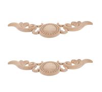 ELAYARD Lot de 2 Appliques en Bois Sculpté 33X10 CM Ornements Décoratifs Beige pour Meubles Décoration Murale D’Angle pour Cadres Portes et Mobilier Intérieur Vintage