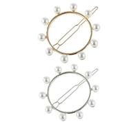 ELAYARD Lot de 2 Barrettes à Cheveux Rondes Creuses en Alliage Perles, Pinces à Cheveux Dorées et Argentées, Accessoires Élégants pour Filles, pour Fêtes et Coiffures Quotidiennes