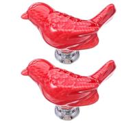 ELAYARD Lot de 2 Boutons de Tiroir en Céramique et Alliage de Zinc Rouge D’Oiseau Poignées de Commode 55 X 34 X 3 CM Décoratifs pour Meubles Cuisine et Chambre Faciles à Nettoyer