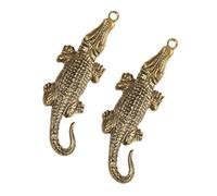 ELAYARD Lot de 2 Breloques en Laiton Crocodile Vintage Pendentifs Porte-Clés Rétro Solides Accessoires Décoratifs pour Clés et Paquet pour Bricolage et Présents Personnalisés