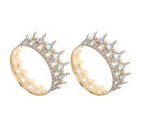 ELAYARD Lot de 2 Couronnes de Mariée Rondes Dorées Ornées de Strass de Goutte Accessoire Coiffure Mariage Femme Diadème Élégant pour Cérémonie Fête et Séance Photo