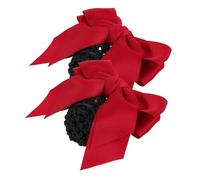 ELAYARD Lot de 2 Filets à Cheveux Nœud Rouge, Taille Unique, pour Chignon Professionnel, Femmes Actives, Personnel Infirmier, Hôtellerie et Télécom, Accessoire Coiffure Pratique et Résistant