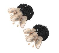ELAYARD Lot de 2 Filets à Chignon en Résille Couleur Beige Doré Grossière, Accessoires Cheveux Femme pour Coiffures Professionnelles, Élastiques pour Danseuses, Infirmières et Hôtesses,