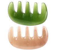 ELAYARD Lot De 2 Peignes à Dents Larges En Résine Cire De Massage Du Cuir Chevelu, 2 Pièces, Format Moyen, Pour Soin Relaxant Du Cuir Chevelu Et Massage Acupuncture, Couleurs Rose Et Vert