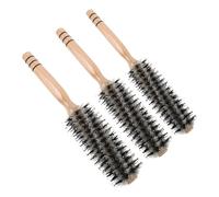 ELAYARD Lot de 3 Set de Brosses à Cheveux Bouclés à Manche en Bois, Poils de Sanglier Doux, Tailles Petite, Moyenne et Grosse, Brosses Rondes pour Coiffage, Brushing et Séchage, Cheveux