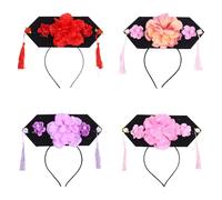 ELAYARD Lot de 4 Bandeaux Garçon et Filles Style Qing Rétro Accessoires Coiffure Pompons Ornements Cheveux pour Bal Masqué et Fête Traditionnelle Chinoise Couleur Couleur Aléatoire