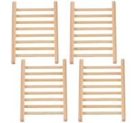 ELAYARD Lot de 4 Porte-savons en Bois Naturel Auto-drainants, Support à Savonnette Moyen Format Surface Lisse, pour Salle de Bain, Cuisine, Accessoire Pratique et Décoratif Robuste