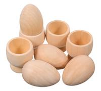 ELAYARD Lot de 4 Set de Sets de Ensembles de Porte-œufs Décoratifs en Bois Naturel, Supports à Œufs à Peindre Soi-même, Coquetiers Compacts pour Pâques, Maison, Bureau ou Restaurant,