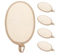 ELAYARD Lot de 5 Éponges Luffa Exfoliantes Naturelles Visage Disques Luffa Égyptiens Blancs Bordure Café Éponges Exfoliantes Biodégradables pour Soin Corporel et Nettoyage Doux