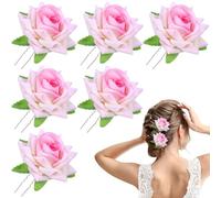ELAYARD Lot de 6 Épingles à Cheveux de U Décorations en Tissu Rose Accessoires Vintage pour Coiffure de Mariée et Usage Quotidien Adaptées aux Cheveux Moyens et Longs