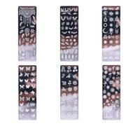 ELAYARD Lot de 6 Plaques de Tamponnage pour Manucure en Acier Inoxydable Motifs Floraux et Ailes Gravées Décoration D’Ongles Stamping Nail Art Format Standard pour Usage