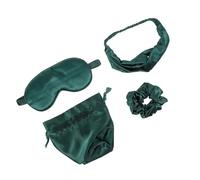 ELAYARD Masque De Sommeil En Soie Verte 4 Pièces Bandeau Élastique Doux, Cache-yeux Occultant Pour Dormir, Patch Yeux Confortable Et Paquet De Rangement Pour Voyage Et Sieste