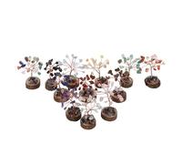 ELAYARD Mini Arbre à Argenté en Cristal 12 Pièces Base en Bois - Petit Bonsaï Chinois Amulette pour Décoration de Bureau et Maison Ornement Feng Shui Symbolisant Prospérité et Chance