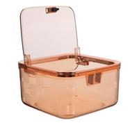 ELAYARD Mini Wastebasket Press Top With Lid Transparent Plastic Tabletop Trash Bin For Vanity Desk And Office Patterned Desktop Storage Container