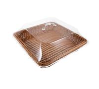ELAYARD Panier de Rangement en Acrylique et Pp avec Couvercle Transparent Rond Marron Panier à Pain Pratique et Gain de Temps pour Fruits et Occasions Spéciales