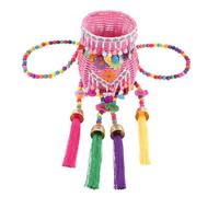 ELAYARD Panier Tissé avec Pompons pour Garçon Fille à Dos Décoratif Léger pour Scène Pique- et Rangement Jouets Panier de Course Compact pour Filles et Garçons