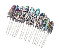 ELAYARD Peigne à Cheveux Fait Main en Cristal Naturel Fil d'Argenté 20 Dents Décoration Cheveux Trois Lunes Accessoire DIY pour Mariée et Fille Ornement Capillaire Élégant