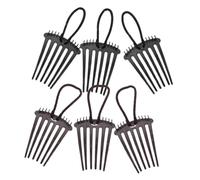 ELAYARD Peignes à Cheveux avec Bande Élastique 6 Pièces Taille Unique Plastique Robuste Brun et Noir Volume Queue de Cheval Femmes Coiffure Quotidienne