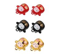 ELAYARD Pendentifs Cloches En Cuivre Chat 15mm, Lot De 6 Pièces, Suspensions Décoratives Pour Paquet Et Porte-clés, Couleurs Rouge Noir Or, Accessoires Pendentifs Pour Décor Intérieur