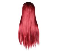 ELAYARD Perruque Synthétique Longue Droite Rouge Vin avec Franges Fibre Haute Température Résistante Chaleur Style Chic pour Femmes et Fêtes