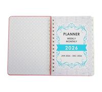 ELAYARD Planificateur Hebdomadaire et Mensuel Cuir PU Rose Carnet Spirale avec Gestion Du Suivi des Objectifs et Agenda Quotidien pour Femmes Professionnelles et Étudiants