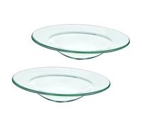 ELAYARD Plat Chauffe-Cire en Verre Transparent 120mm, Lot De 2 Plaques Chauffantes pour Bougies Support Chauffe-Huile Essentiel pour Diffuseur Aromathérapie Maison Bureau