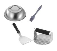 ELAYARD Presse à Hamburger en Acier Inoxydable 4 Pièces Manche Ergonomique, Outil de Pressage pour Galettes Maison, Kit Barbecue Extérieur pour Préparer Steaks Hachés et Burgers