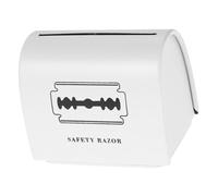 ELAYARD Rangement Lames de Rasoir en Tôle Blanche, Capacité Large pour Organiser Outils de Rasage, Étui Portable pour Déchets, Design Simple et Élégant