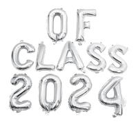 ELAYARD Set de Ballons Décoratifs Graduation Aluminium Décoration Suspendue pour Fête de Remise des Diplômes Intérieur et Extérieur Couleur Argentée Kit Complet pour Ambiance Festive
