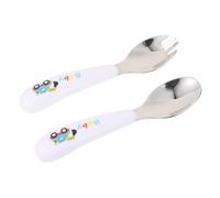 ELAYARD Set de Couverts Garçon Fille Inox Garçon Fille Fourchette Cuillère Apprentissage avec Boîte Poignée Courte Ergonomique Résistants Chaleur et Faciles à Nettoyer pour Linitiation