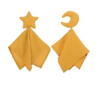 ELAYARD Set de Couvertures de Sécurité pour Bébés Lot de 2 en Mousseline de Coton Jaune, Douce et Légère, Forme Lune et Étoiles, pour Literie de Berceau