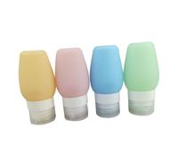 ELAYARD Set de Flacons de Voyage Silicone et Étanche pour Shampooing Lotion et Cosmétiques Bleu Pêche Vert Abricot Orange Accessoires de Voyage Portables et Réutilisables